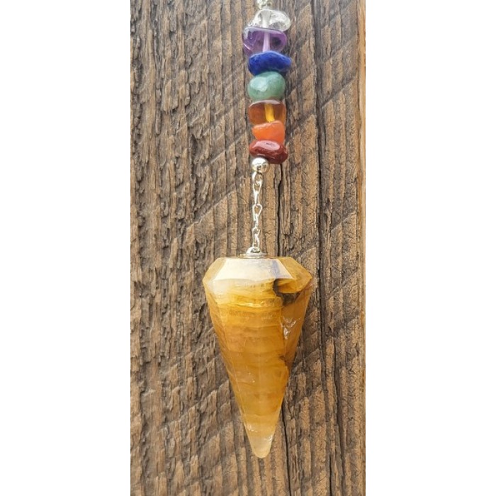 Pendule Quartz Hématoïde Guérisseur (7 Chakras)